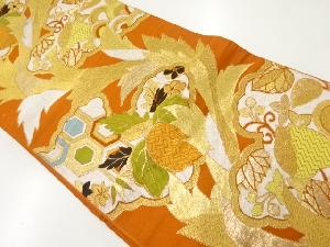 アンティーク　雲取りに葵模様織出し袋帯（材料）